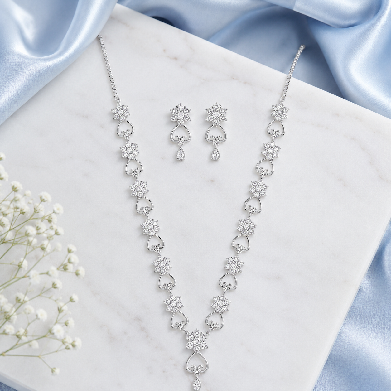 Heart Shaped Silver Necklace