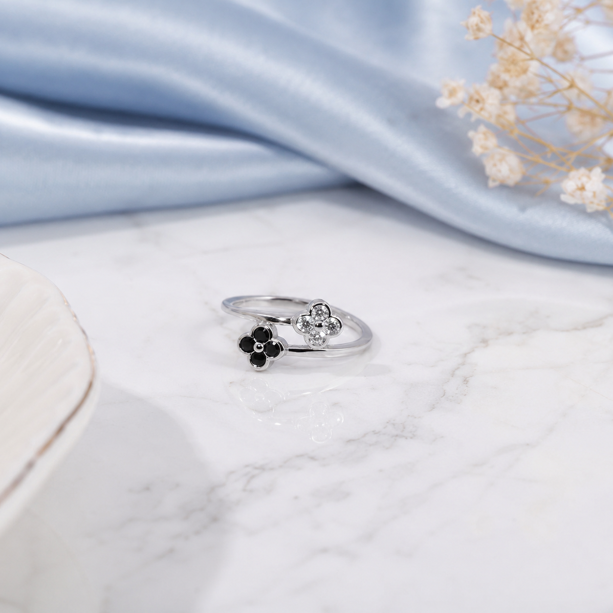 Four Leaf Clover Sterling Silver Ring