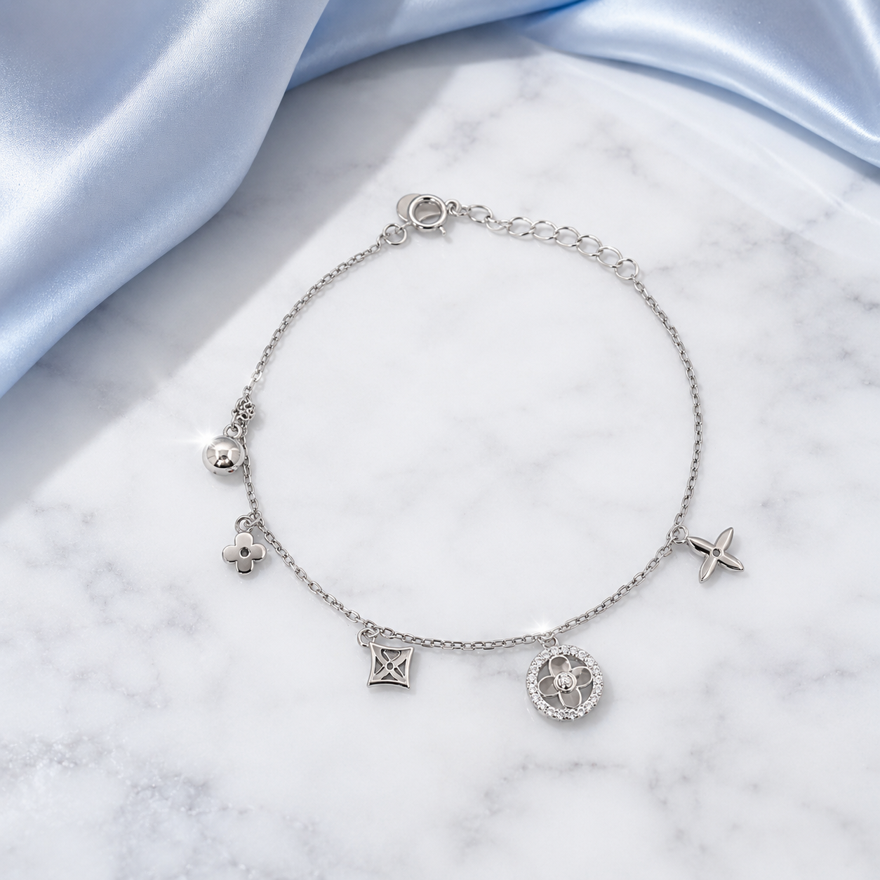 Silver Bracelet With Beautifully Crafted Charms