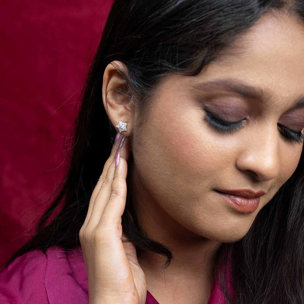 Silver Dazzling Star Earrings