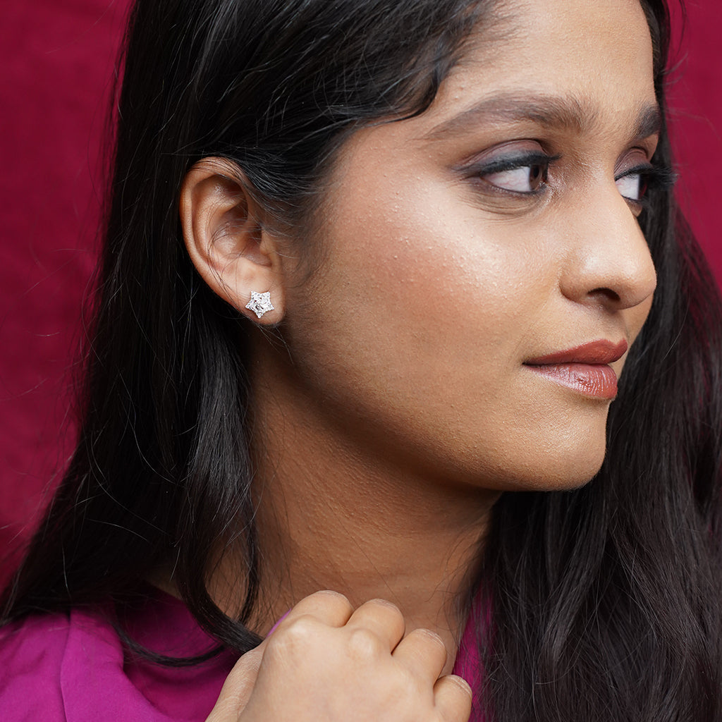 Silver Dazzling Star Earrings