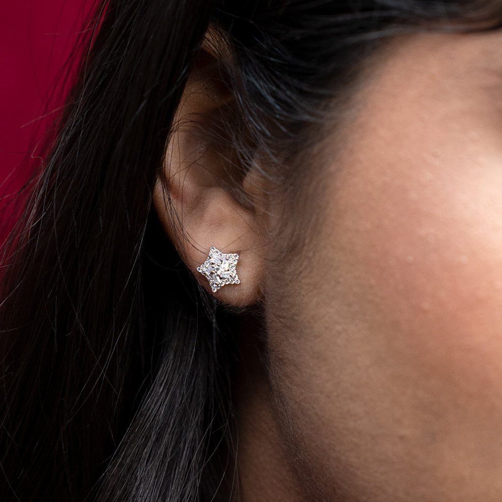 Silver Dazzling Star Earrings