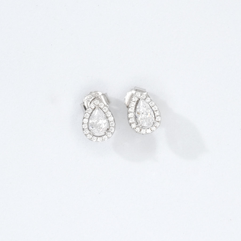 Silver Pear Shaped Earrings