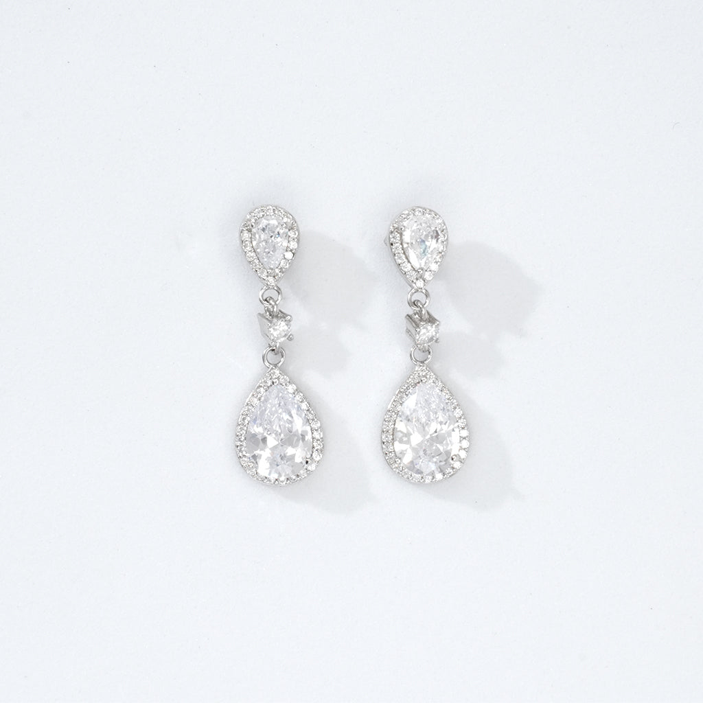 Dazzling Pear Shaped Silver Earrings