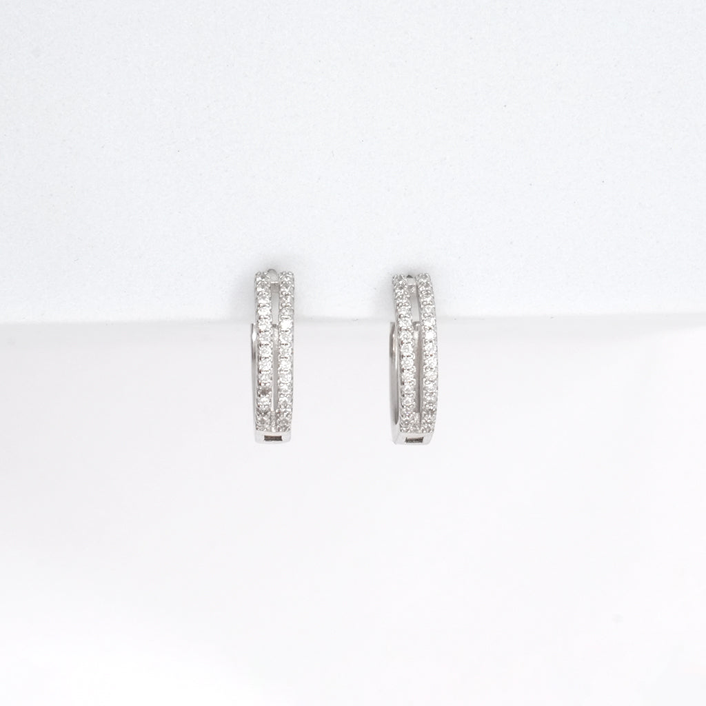 Double Lined DiamondsSilver Earrings