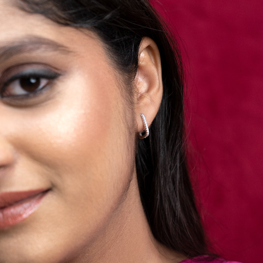 Diamond Studded Silver Earrings