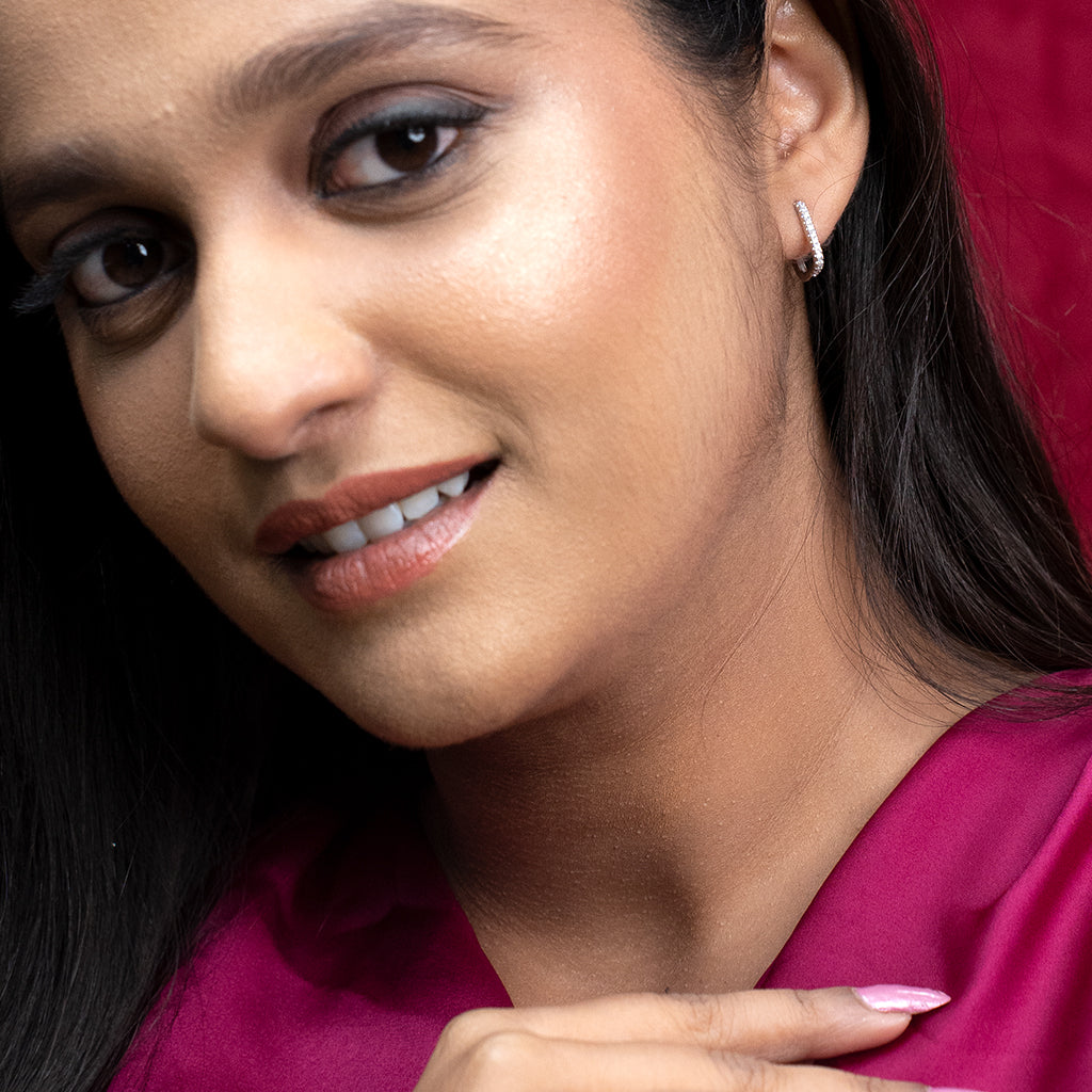 Diamond Studded Silver Earrings