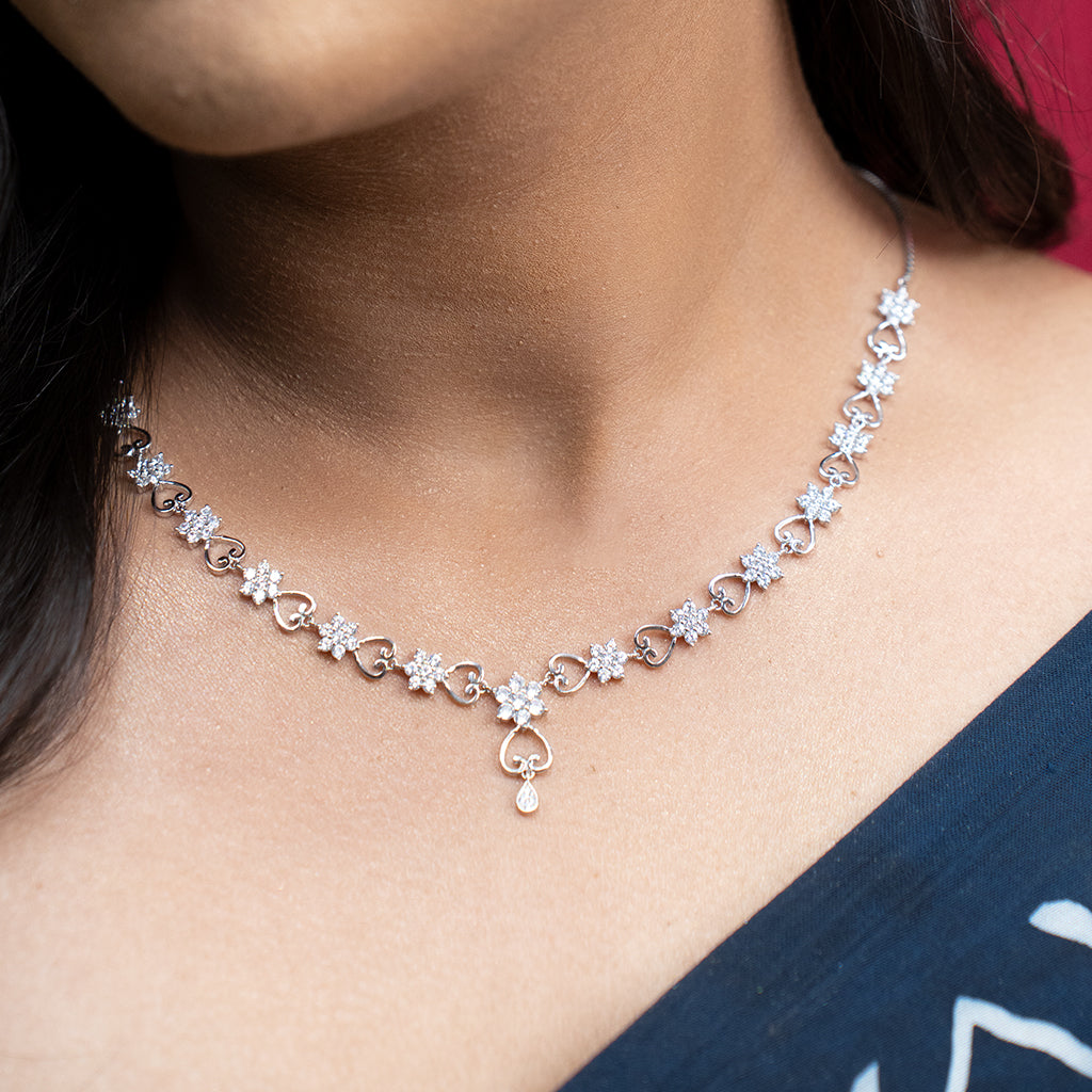 Heart Shaped Silver Necklace