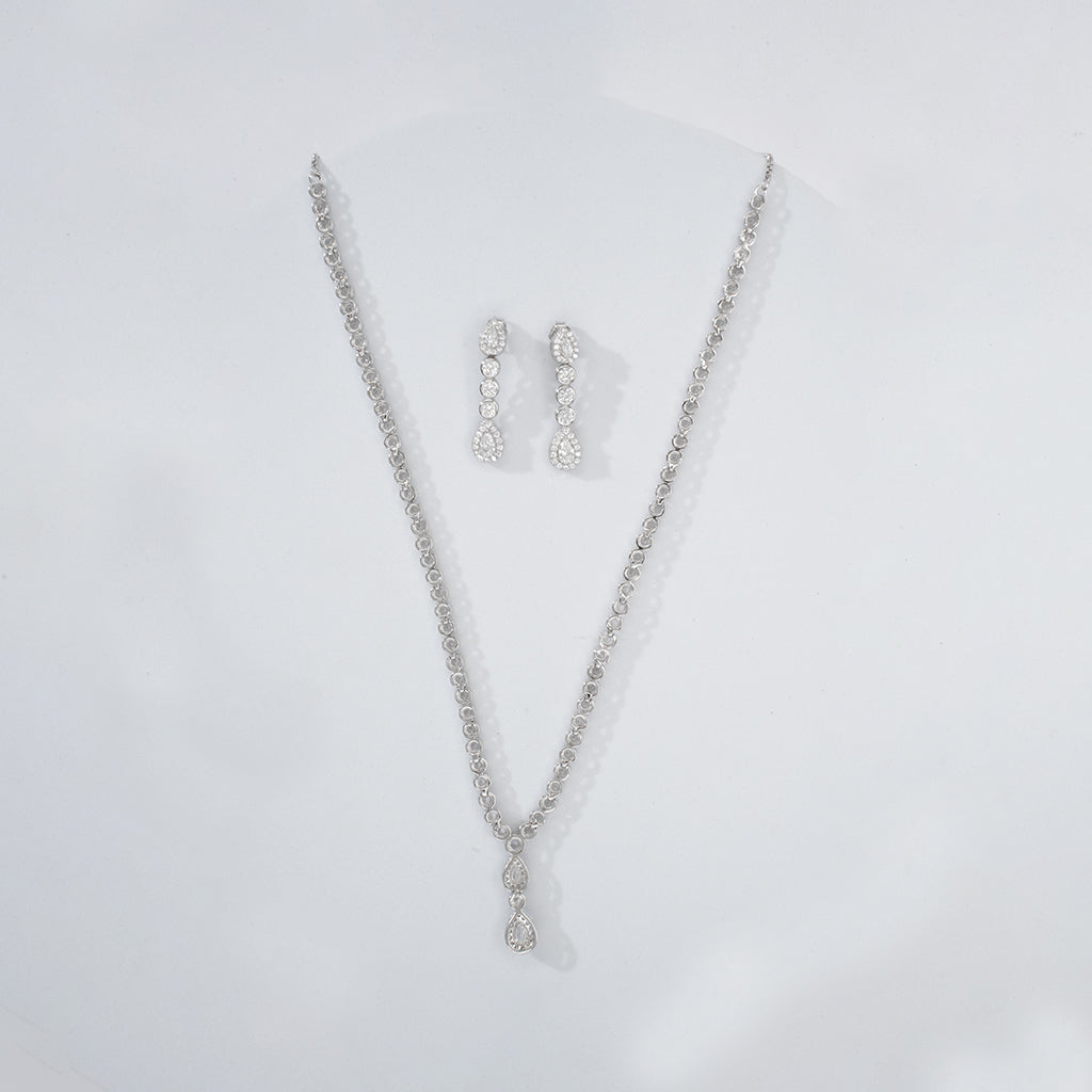 Delicate Silver Diamond Necklace