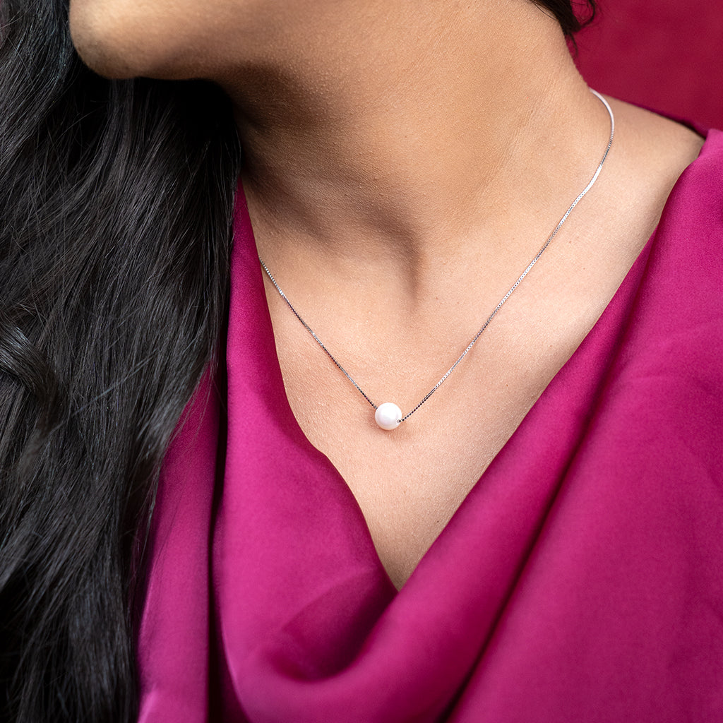 Delicate Silver Pearl Pendant