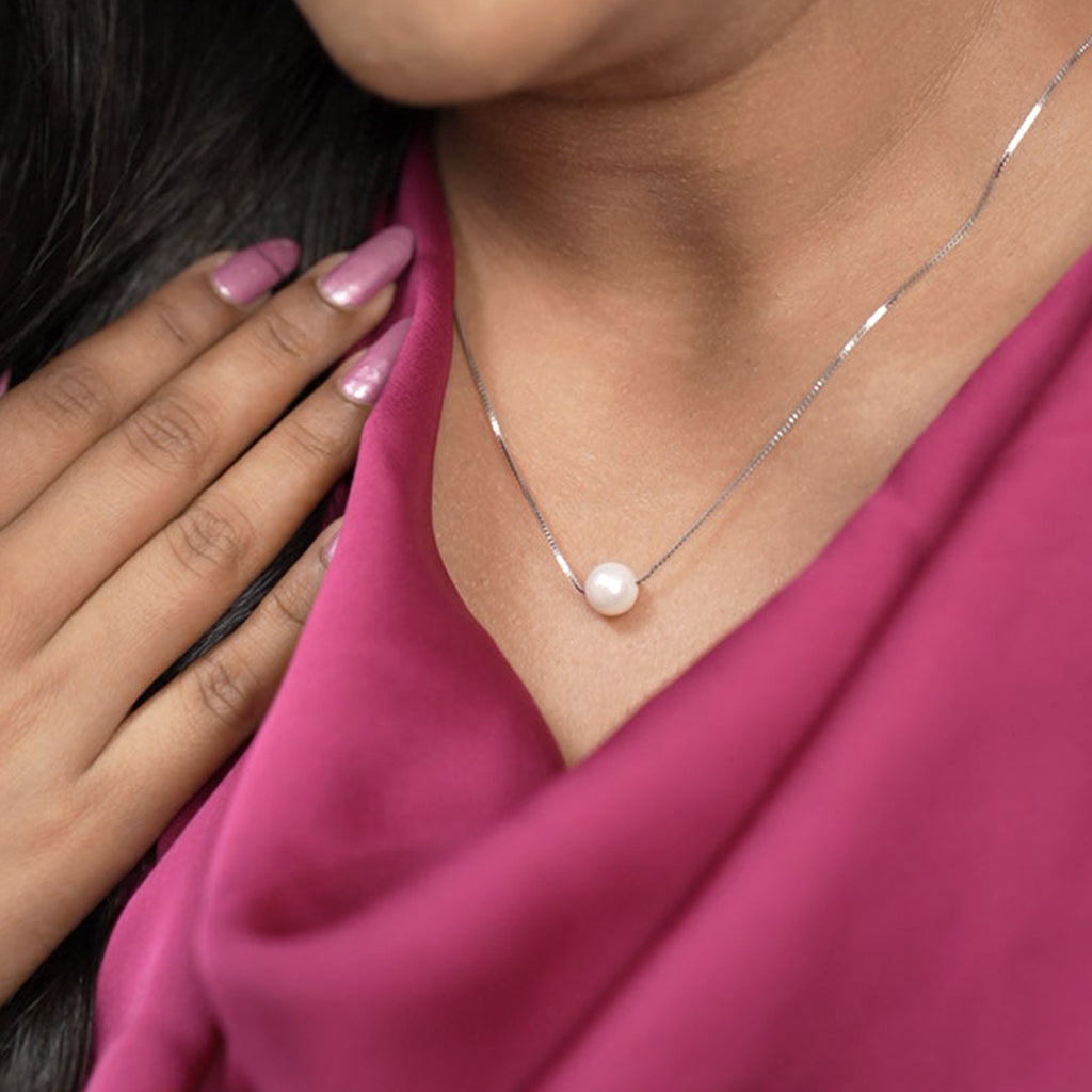 Delicate Silver Pearl Pendant
