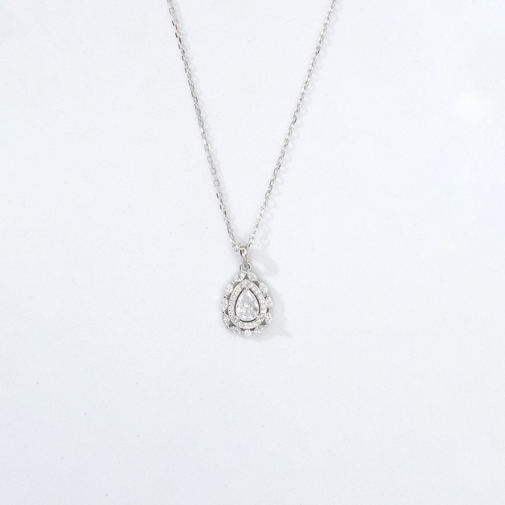 Pear Shaped Solitiare Silver Pendant