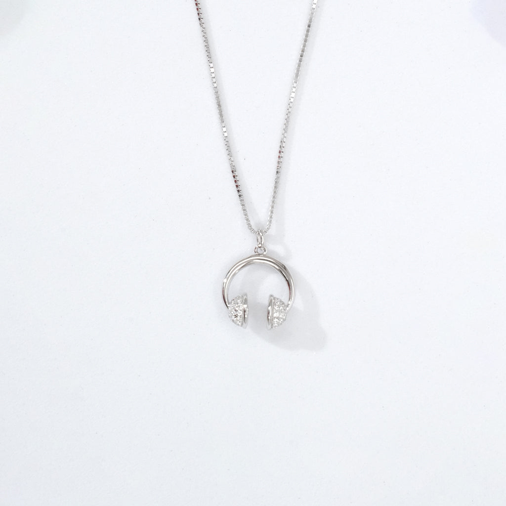 Silver Headphones Shaped Pendant