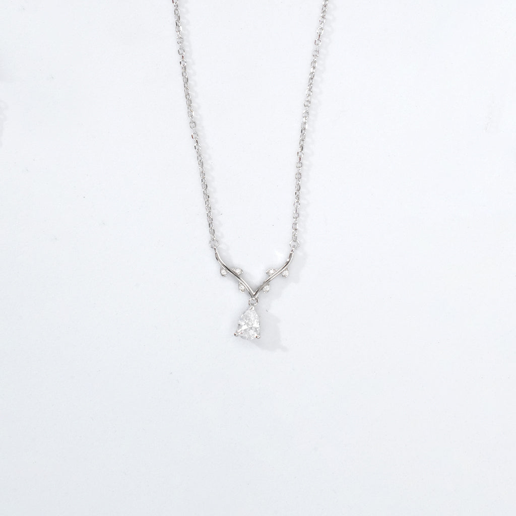 Teardrop Shaped Diamond Studded in Silver Pendant