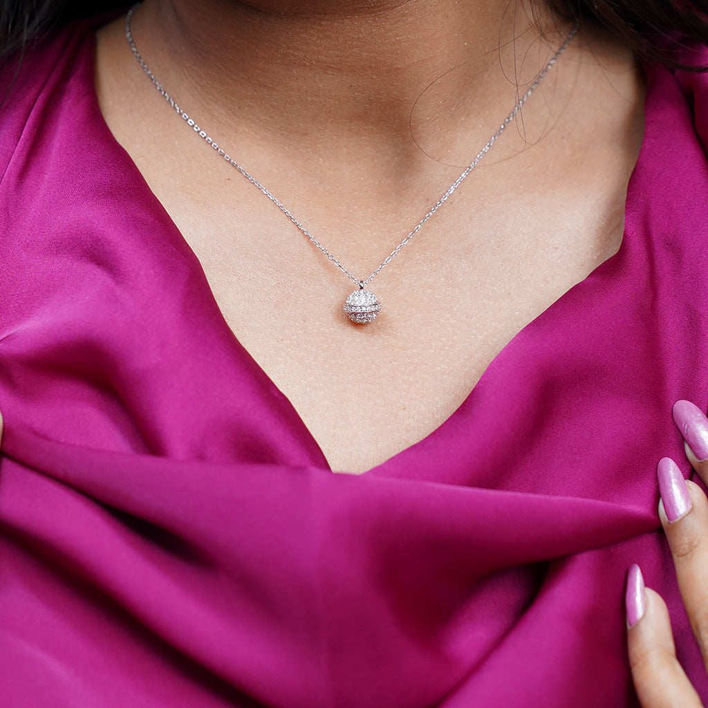 Disco Ball Silver Pendant