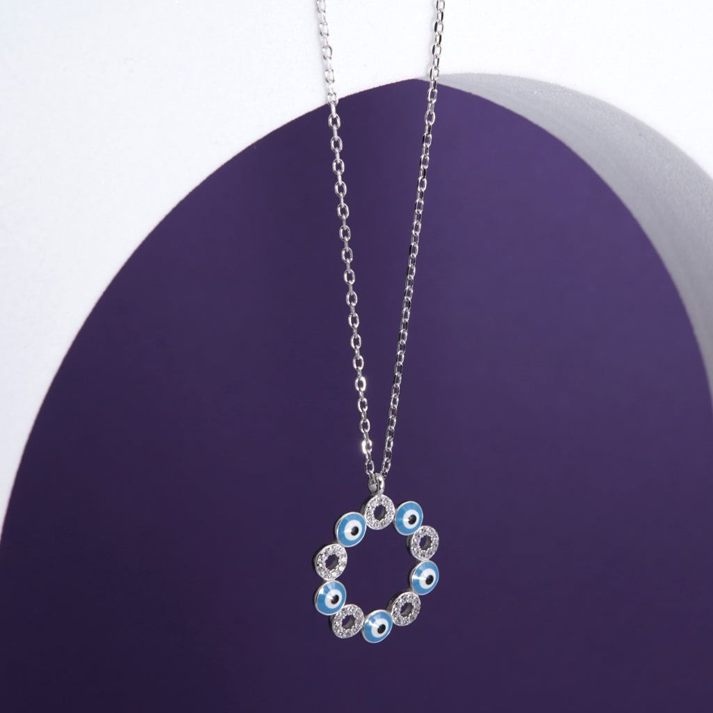 Evil Eye Stones Silver Pendant
