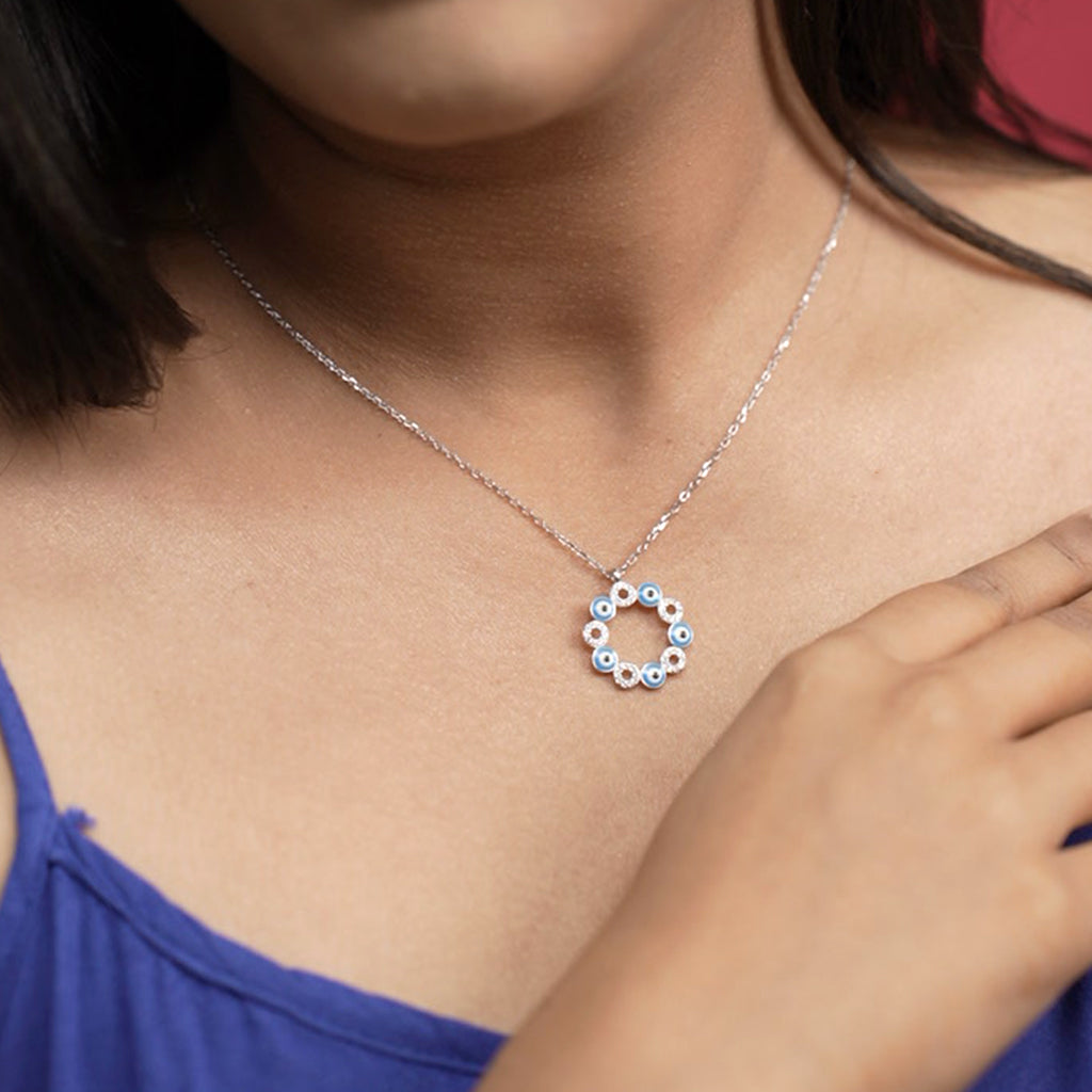 Evil Eye Stones Silver Pendant