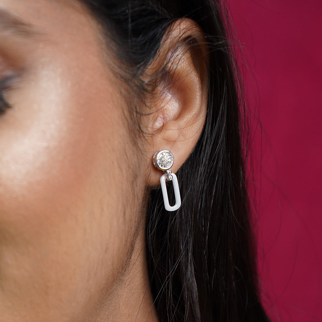 Silver Pendant Set with Round & Baguette Cut Diamonds