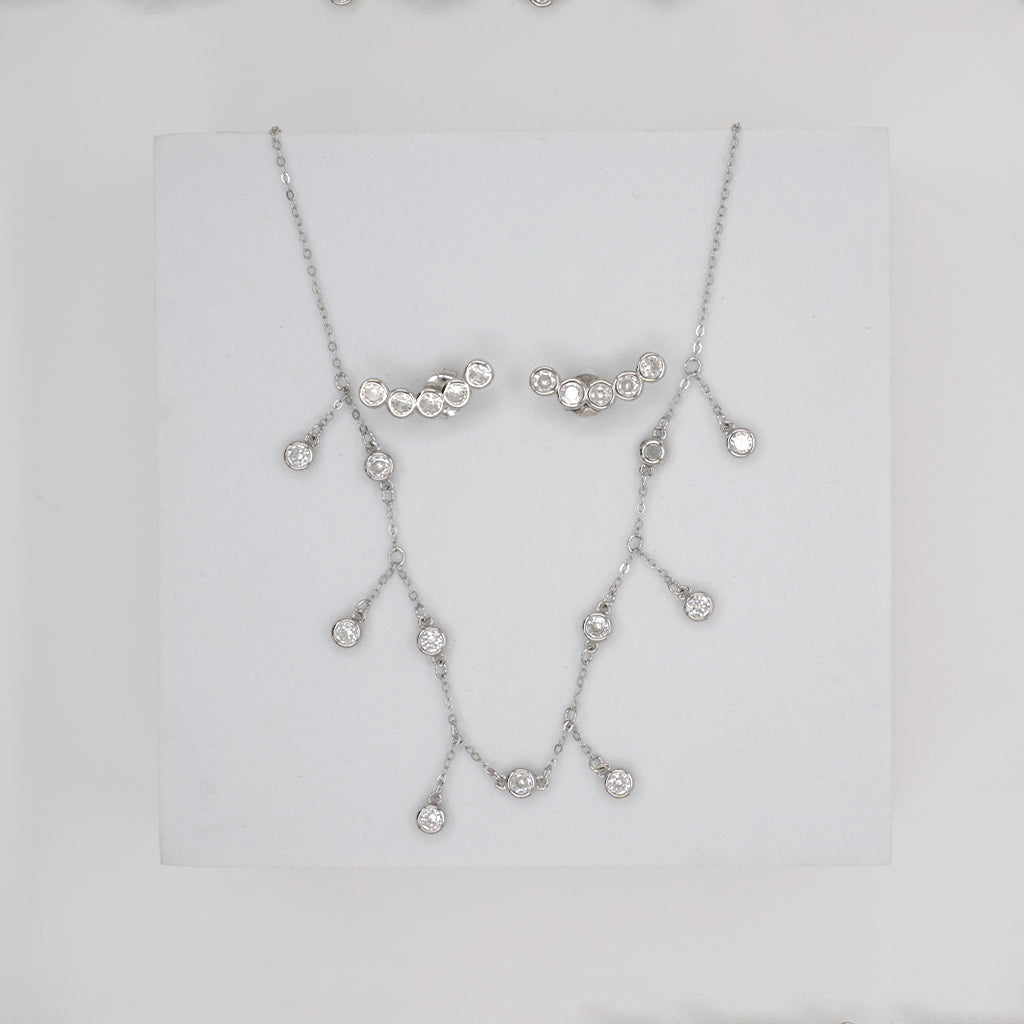 Silver Diamond Pendant Set