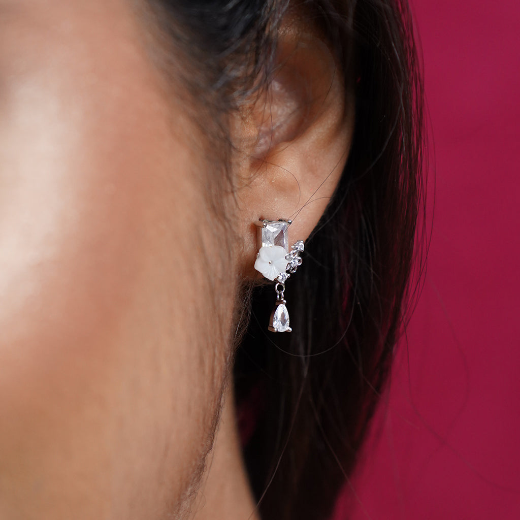 Silver Pendant Set With Emerald Cut Diamonds