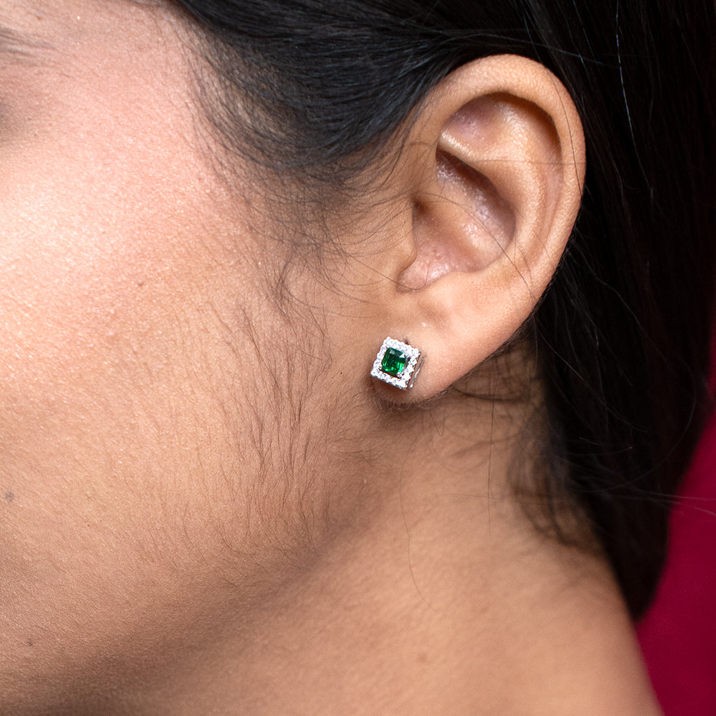 Silver Princess Cut Pendant Set