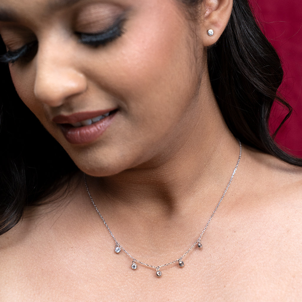 Dazzling Delicate Silver Pendant Set