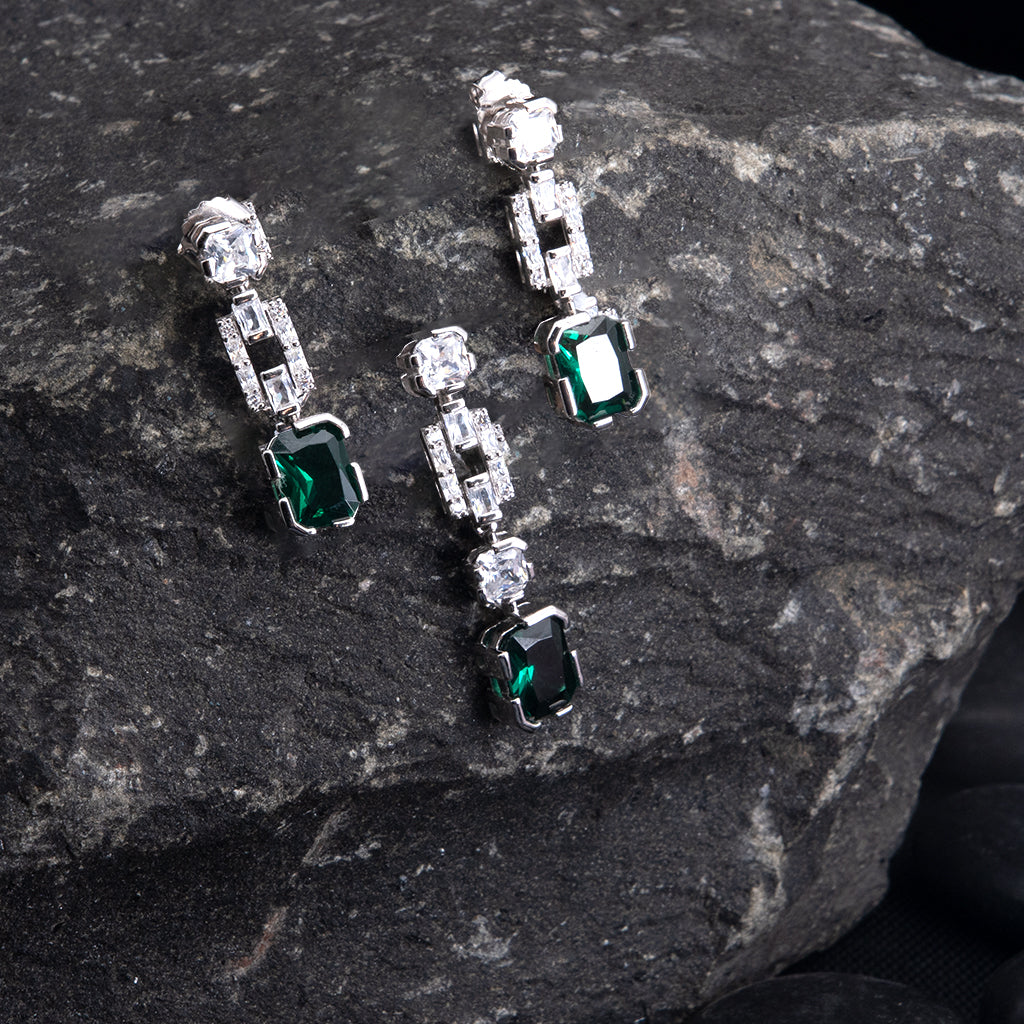 Silver Pendant Set With Emerald Stones