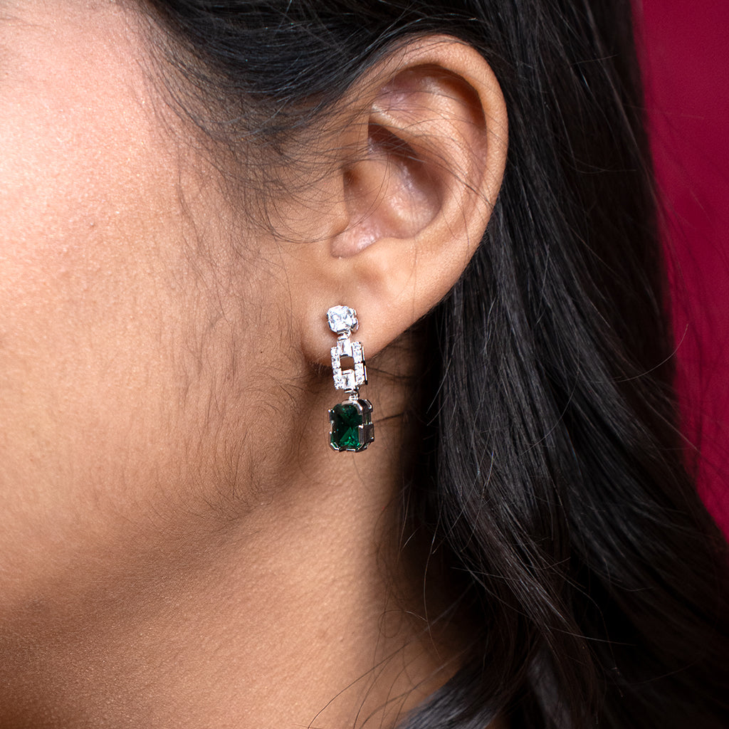 Silver Pendant Set With Emerald Stones