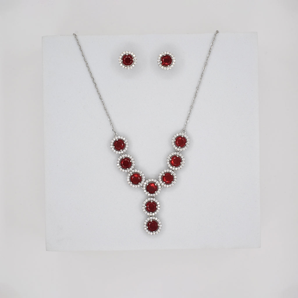 Silver Pendant Set With Stunning Red Stones