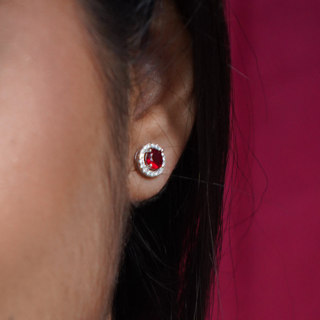 Silver Pendant Set With Stunning Red Stones
