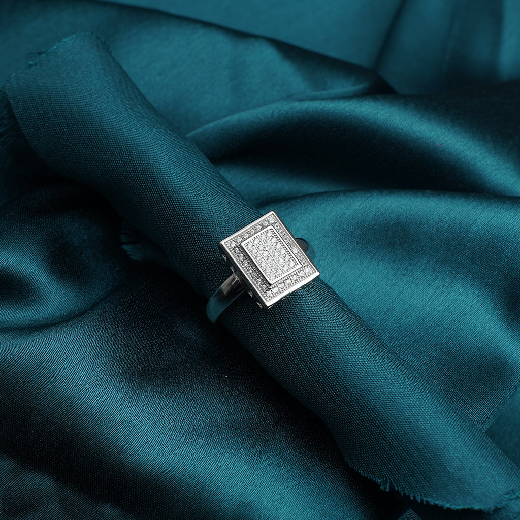 Silver Ring with Striking Rectangular Centerpiece