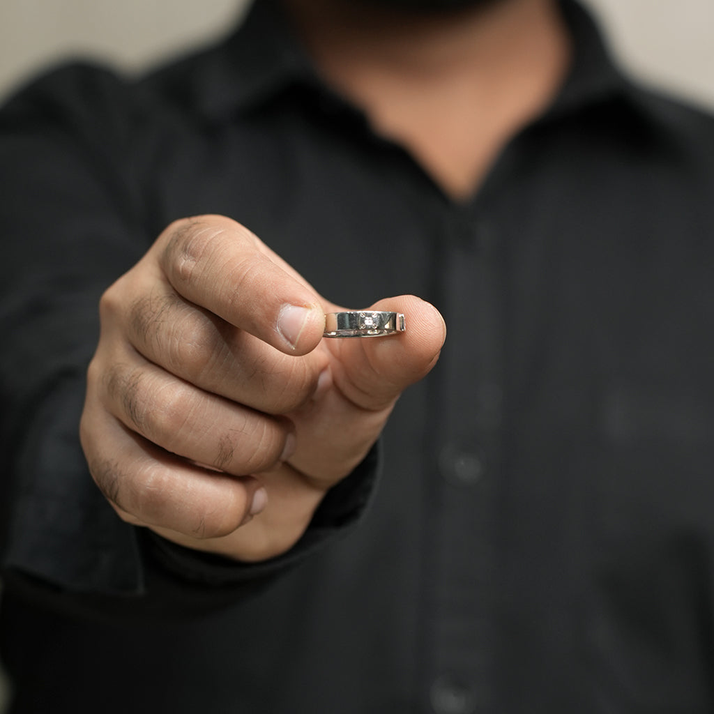 Minimalist Silver Diamond Ring