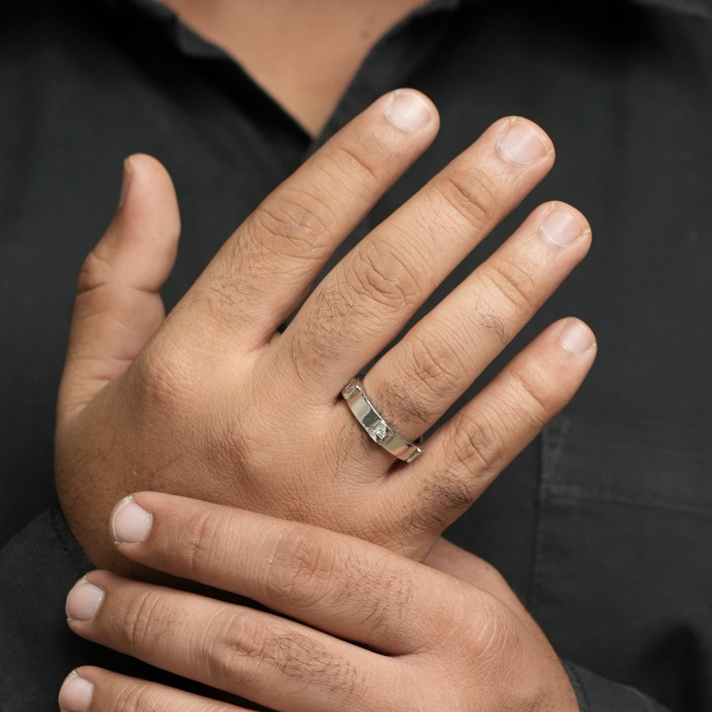 Minimalist Silver Diamond Ring
