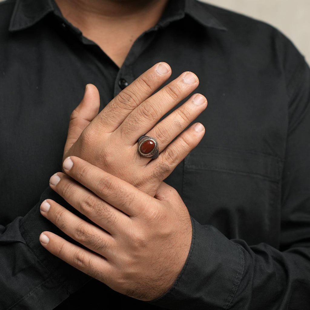 Silver Ring with Brown Stone