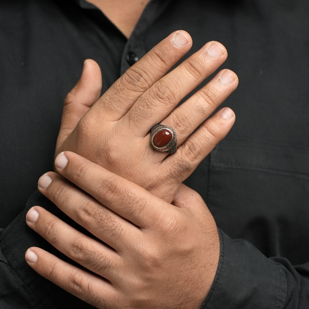 Silver Ring with Brown Stone