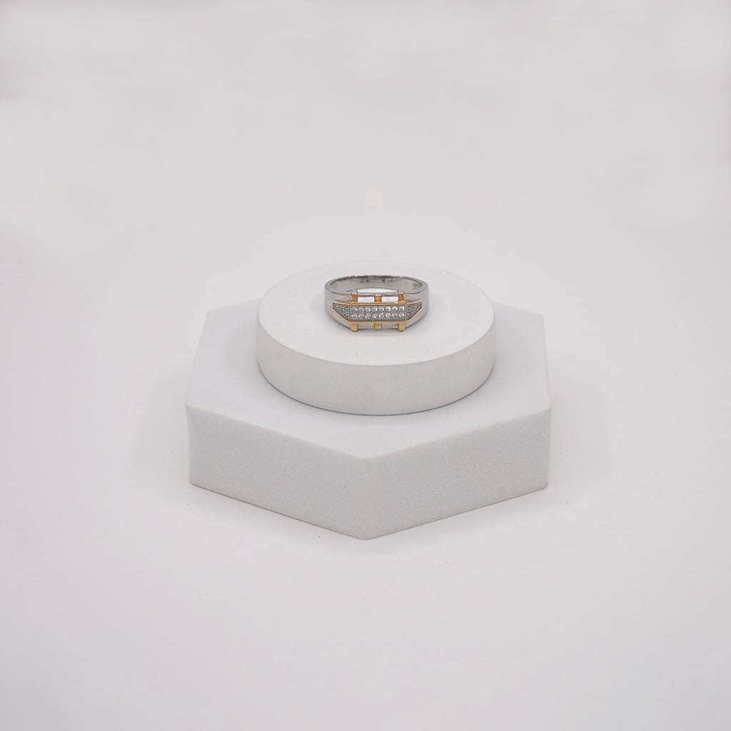 Silver Ring featuring a Minimal Gold Polish
