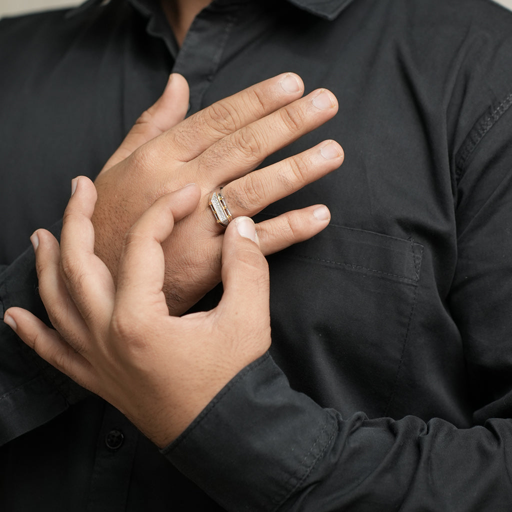 Silver Ring featuring a Minimal Gold Polish