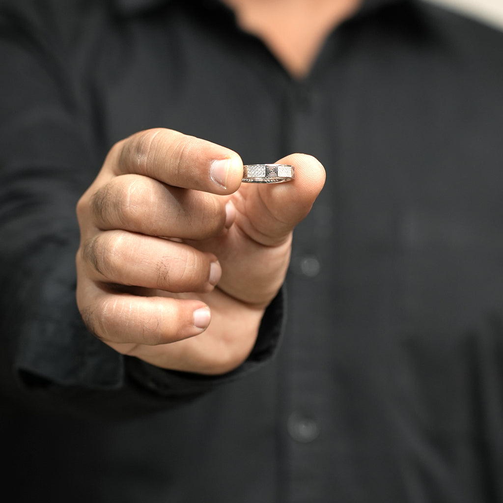 Diamond Studded Silver Band