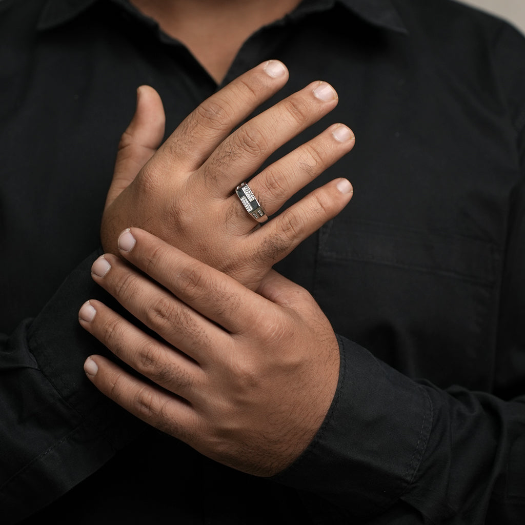 Diamond Studded Silver Ring