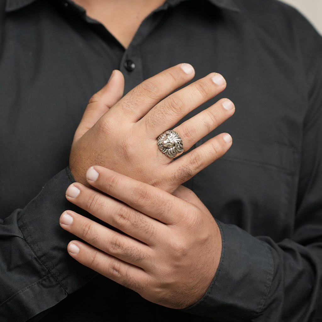 Lion Shaped Silver Ring