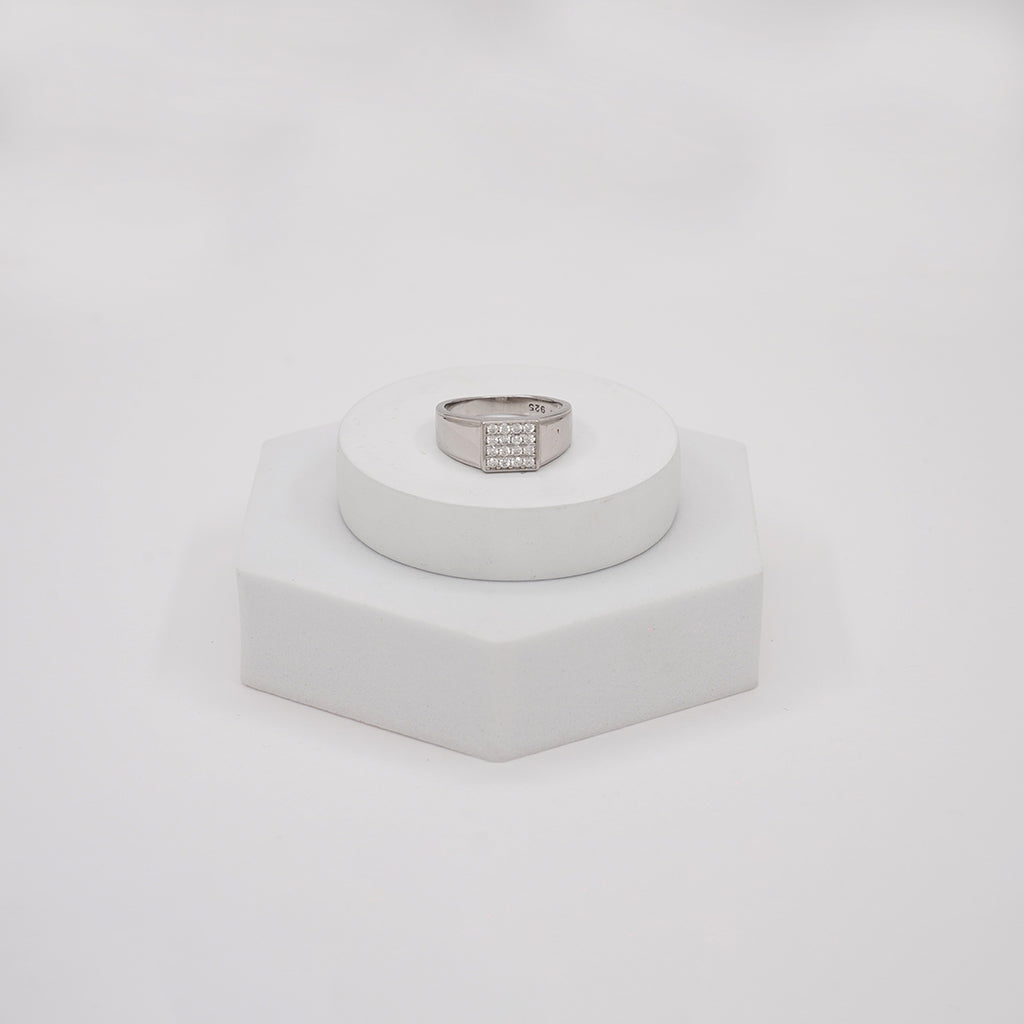 Silver Ring featuring meticulously crafted Square Shaped center piece