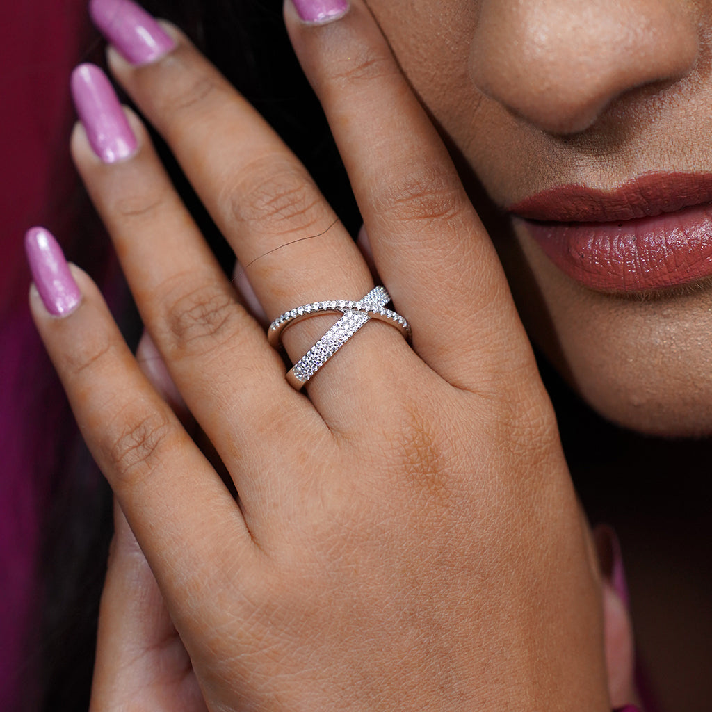 Interlocking Designed Silver Ring