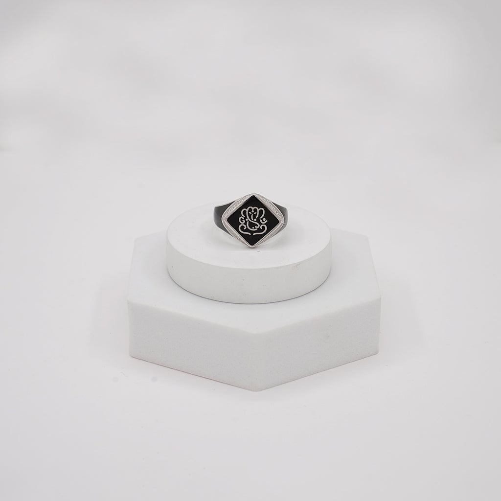 Lord Ganesh Embedded Siler Ring