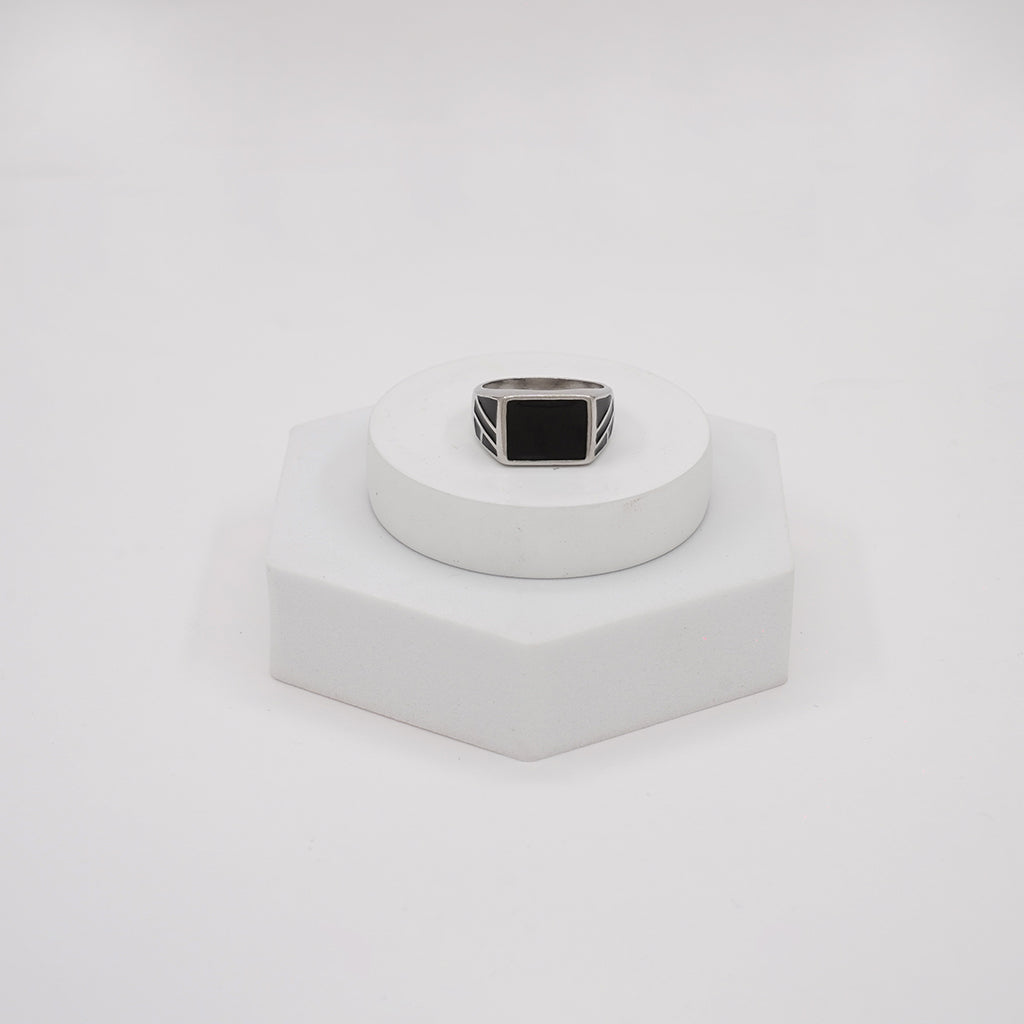 Black Enamel Silver Ring