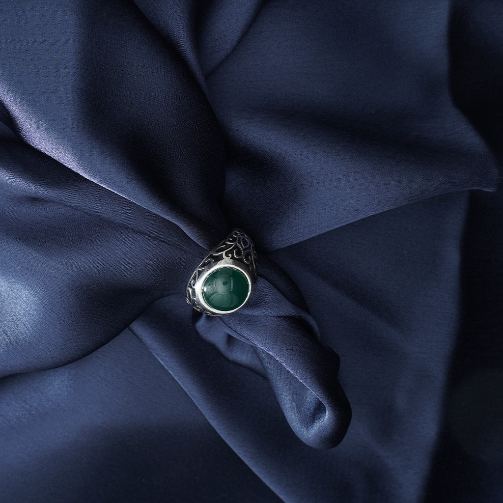 Silver Ring With Green Stone