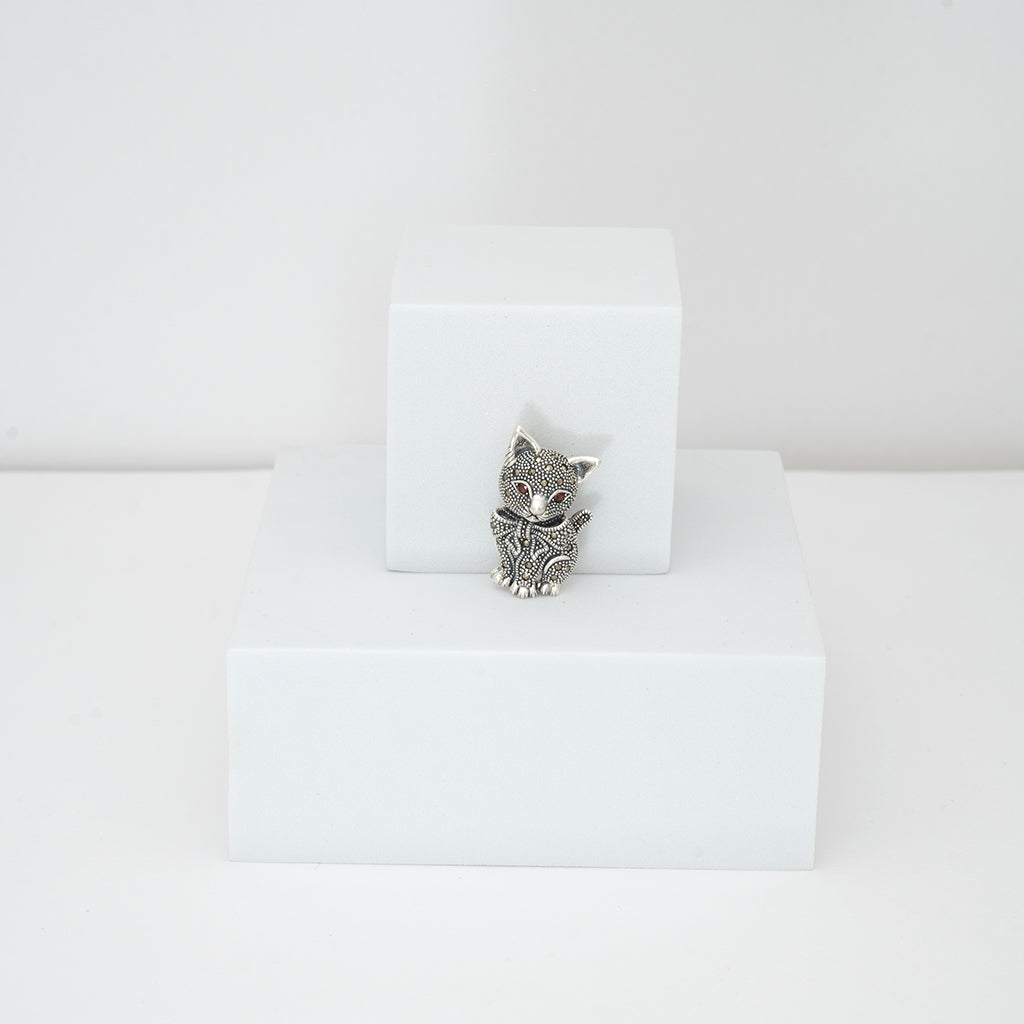 Silver Cat Brooch