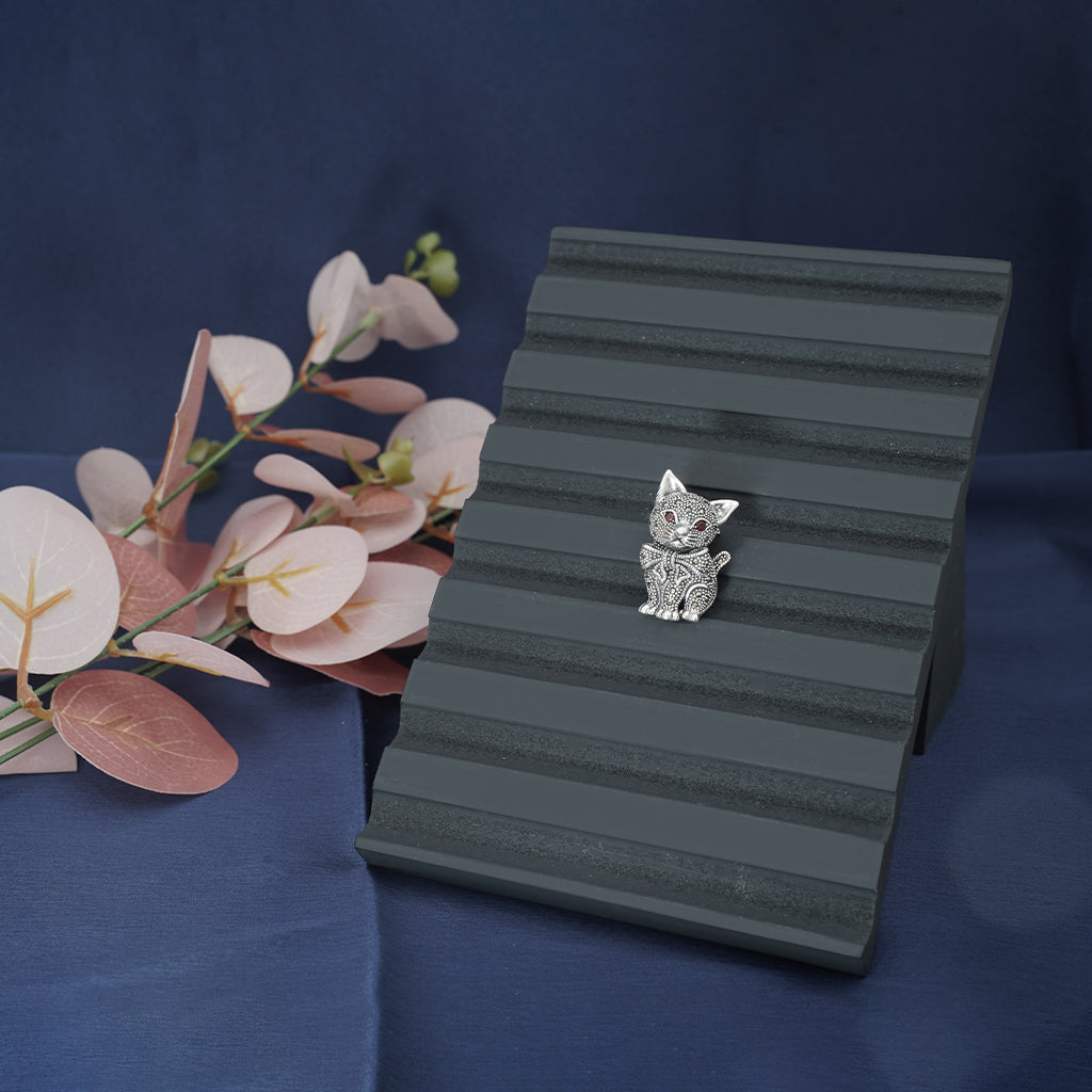 Silver Cat Brooch