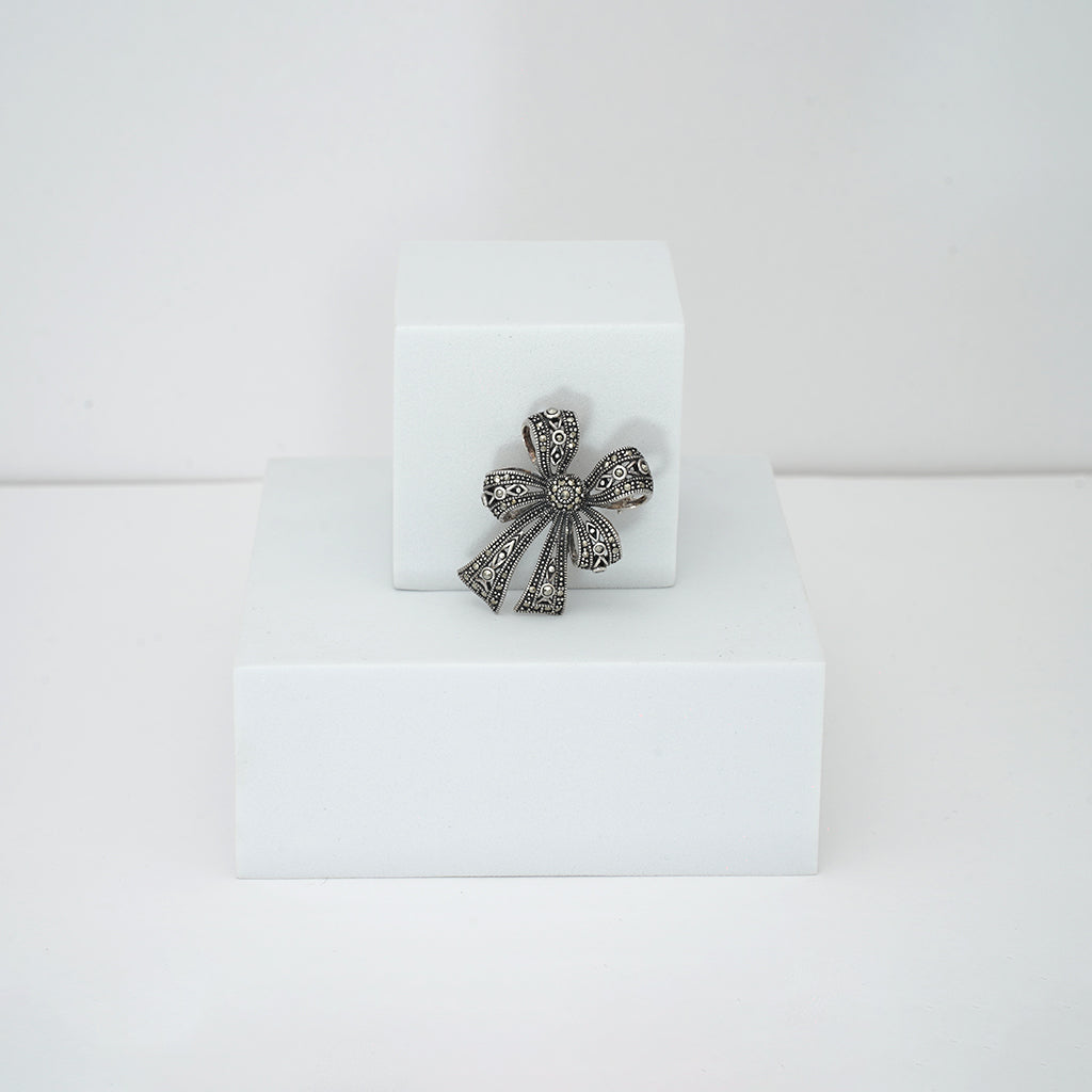 Silver Bow Brooch