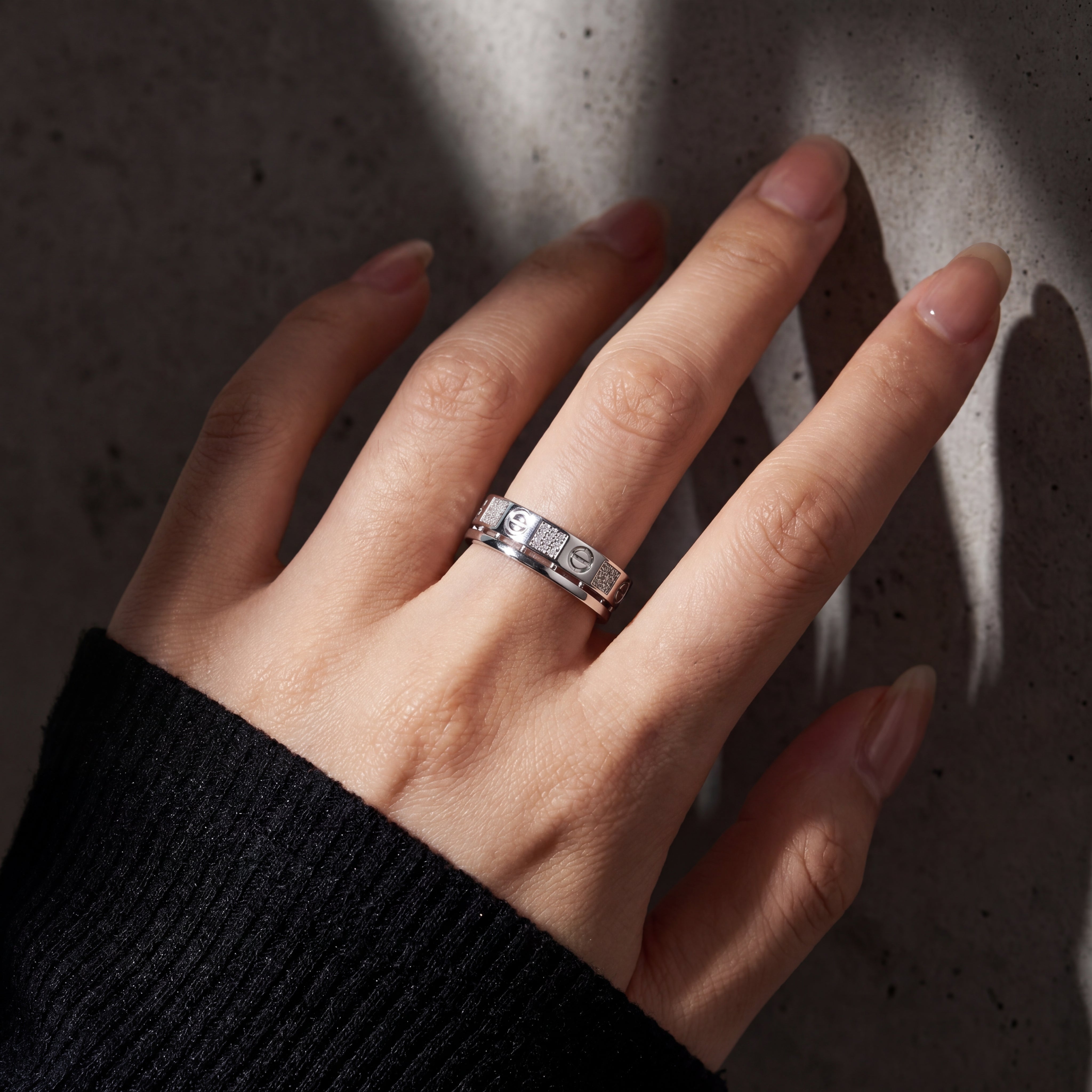 Diamond Studded Silver Band for women